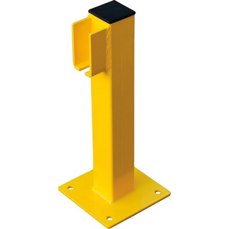 GLOBAL INDUSTRIAL Steel Lift-Out Guard Rail End Post, Single-Rail, 20H, Yellow 708436